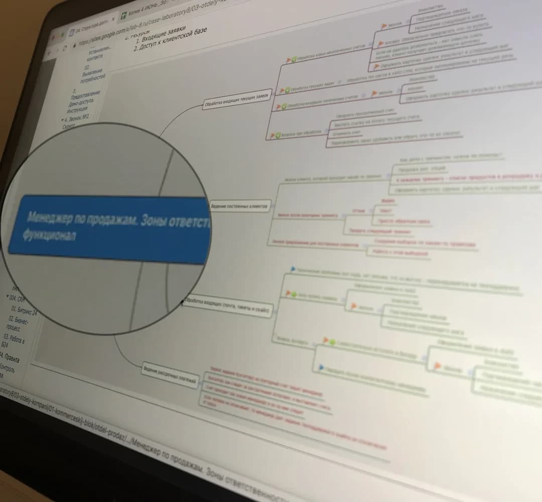 Manager's areas of responsibility: functional map on the portal